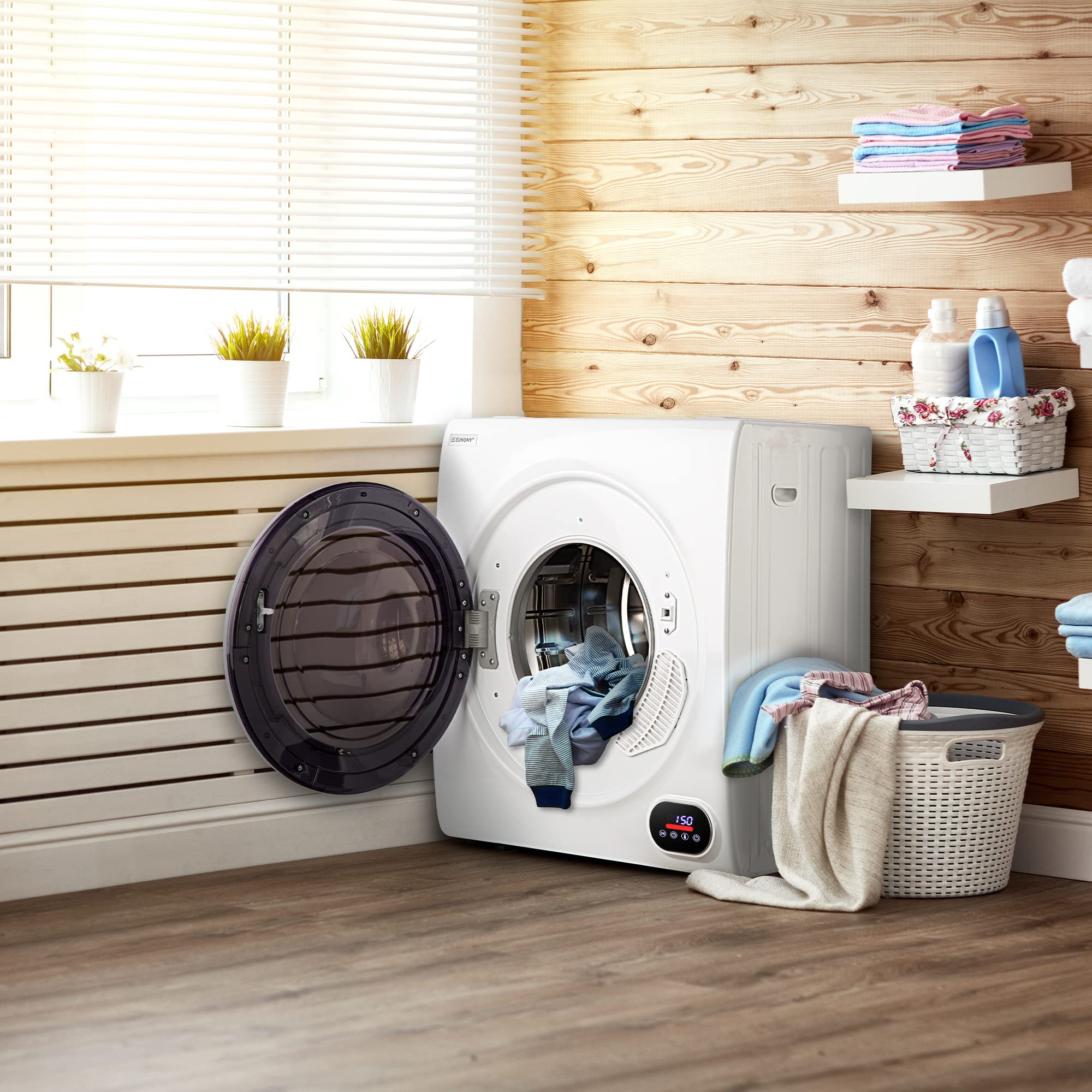 【Appliances】Euhomy Compact Laundry Dryer, 2.65 cu ft Front Load Stainless Steel Clothes Dryers