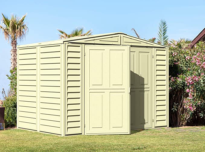 【Storage Shed】 8' x 6' Plastic Garden Shed with Foundation Kit - Ivory - 15 Years Warranty