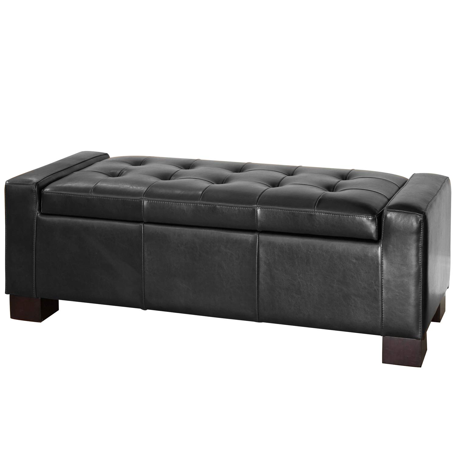 【Furniture】Christopher Knight Home Guernsey Leather Wood-Frame Storage Ottoman