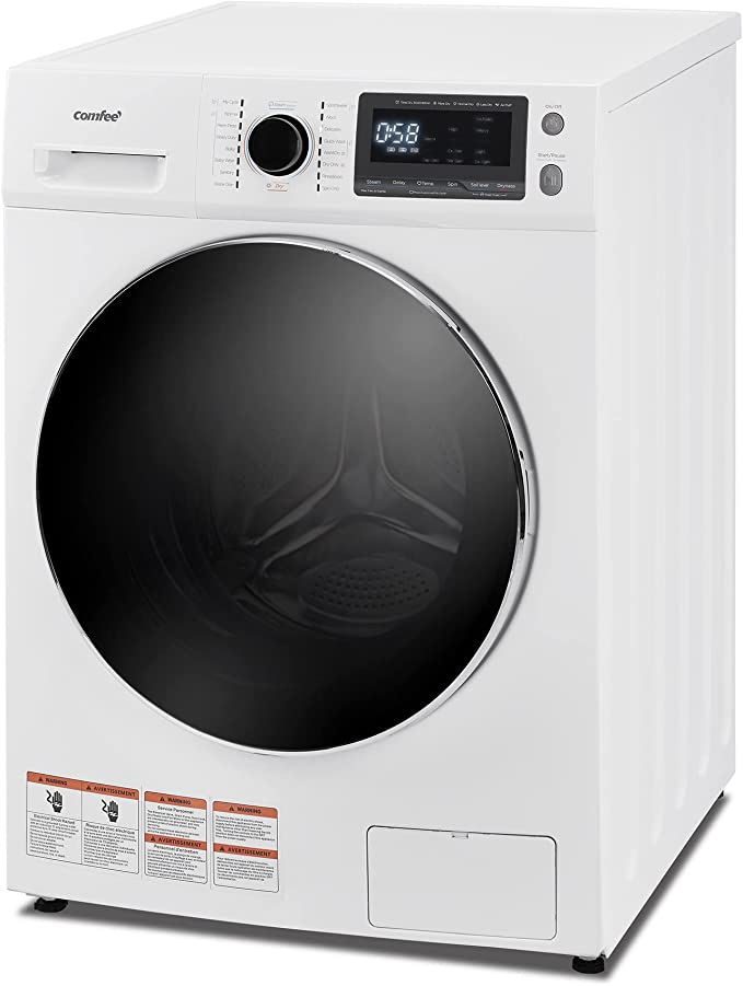 COMFEE’ 24" Washer and Dryer Combo 2.7 cu.ft 26lbs Washing Machine Steam Care, Overnight Dry, No Shaking Front Load Combo Washer Full-Automatic Washing Machine, Dorm White