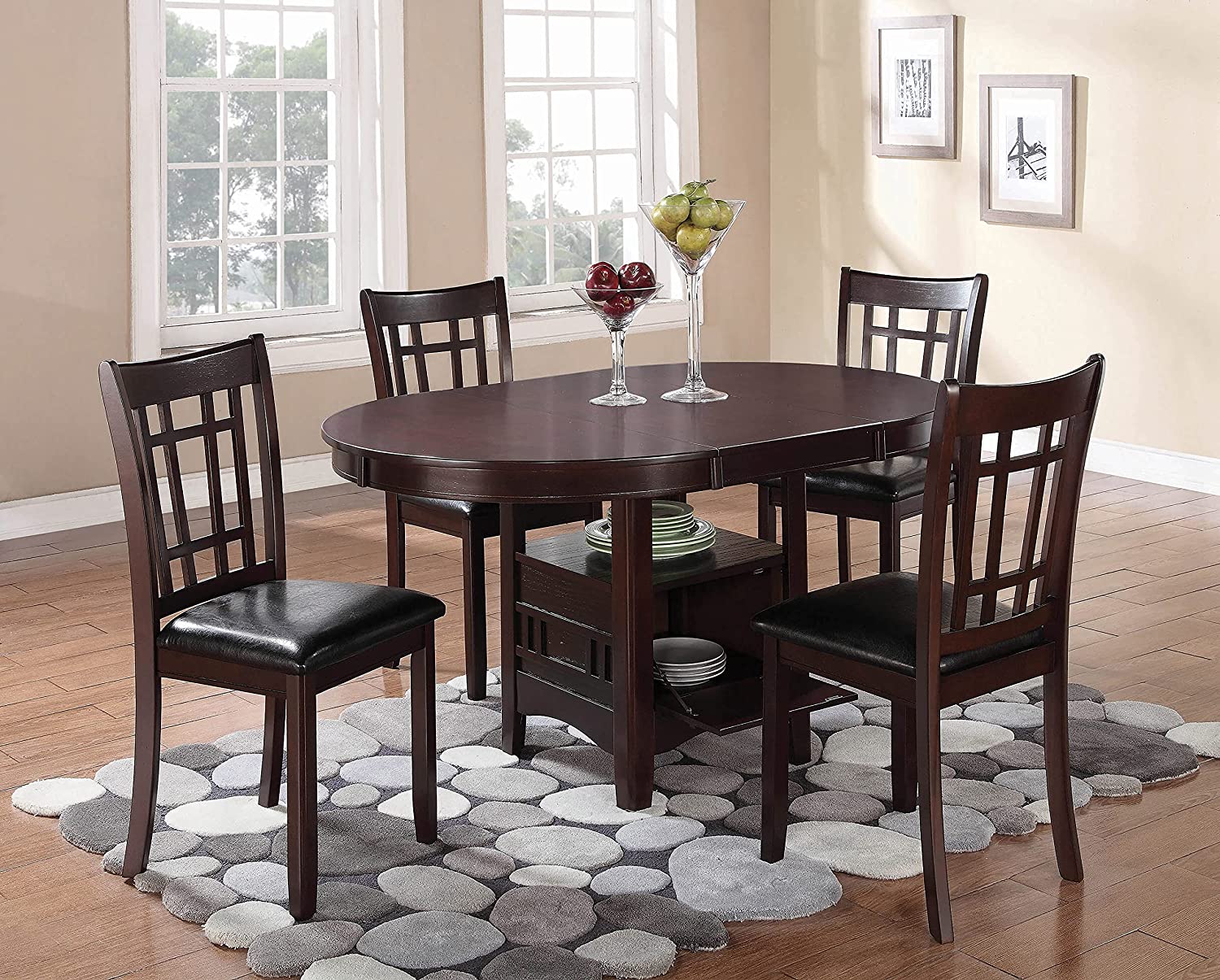 Coaster Home Furnishings Lavon 5-Piece Storage Table Dining Set Espresso and Black