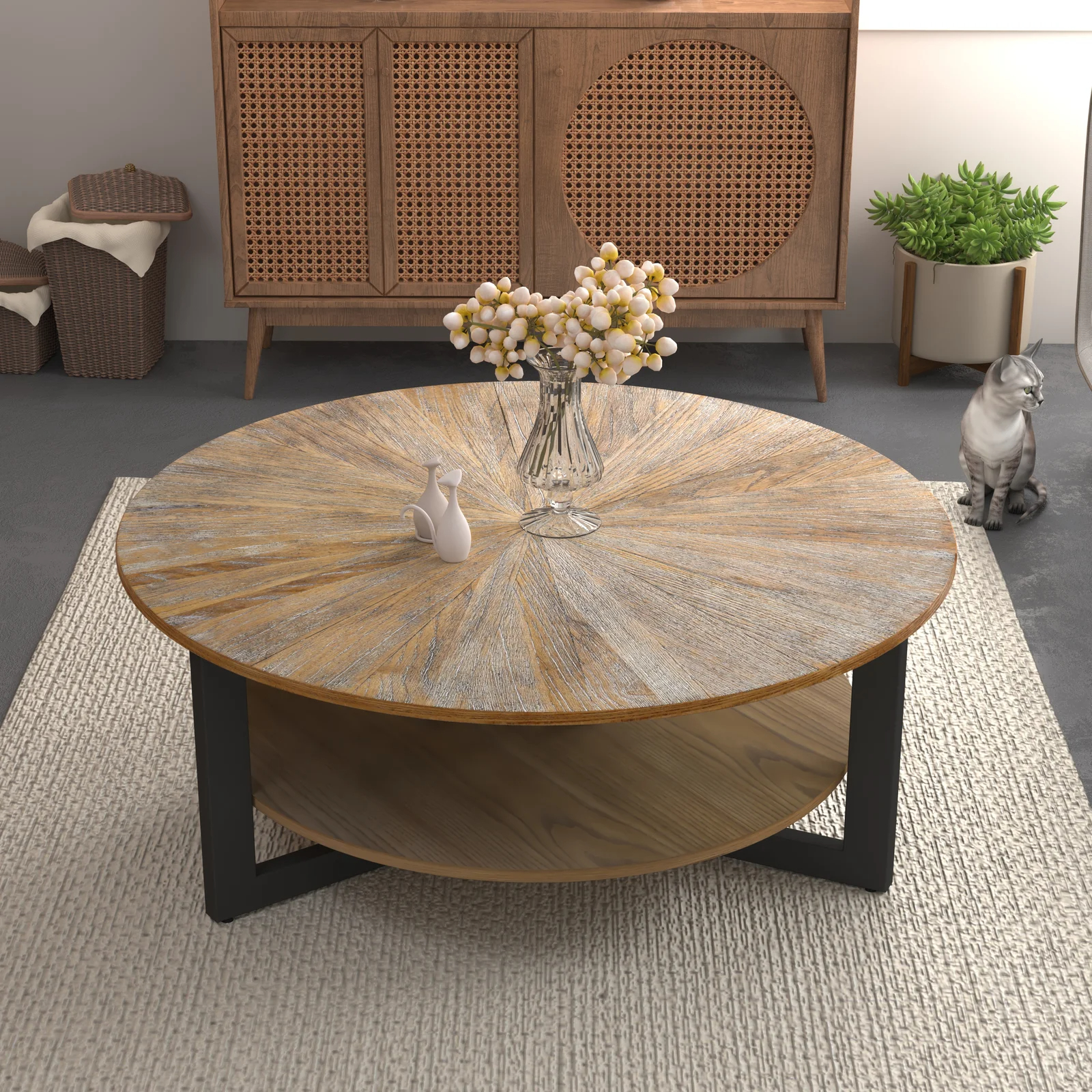 【Furniture】Frame Coffee Table with Storage