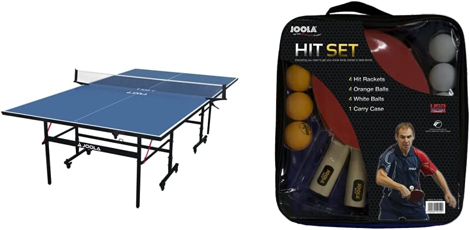 JOOLA Inside - Professional MDF Indoor Table Tennis Table with Quick Clamp Ping Pong Net and Post Set - 10 Minute Easy Assembly - Ping Pong Table with Single Player Playback Mode