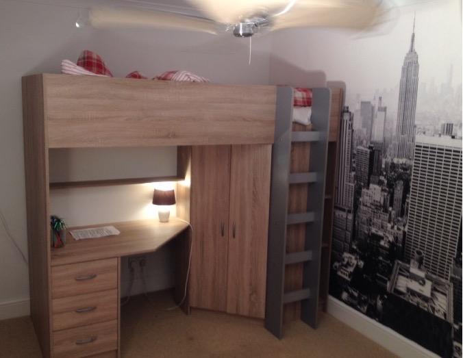 【Furniture】High Sleeper Calder High Bed M227 (Grey & White)