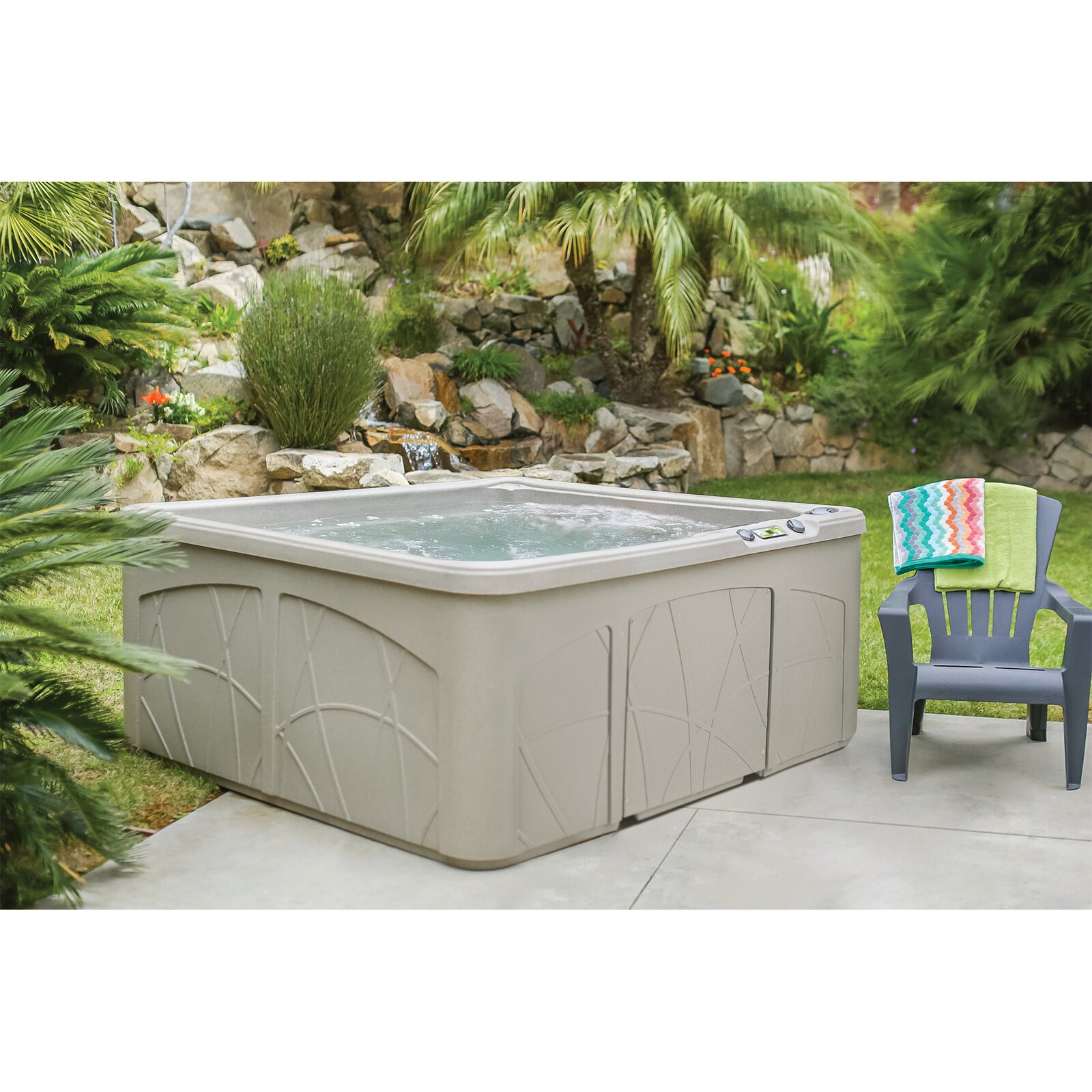 【Sports&Outdoors】Lifesmart Spas Lifesmart 5 - Person 28 - Jet Rectangular Plug & Play Hot Tub with Ozonator