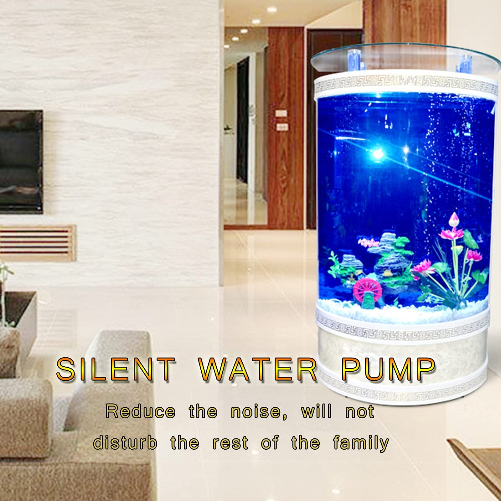 【Pet】Semicircle Family Fish Tank, Living Room & Office Aquarium, Glass Fish Tank without Water Change