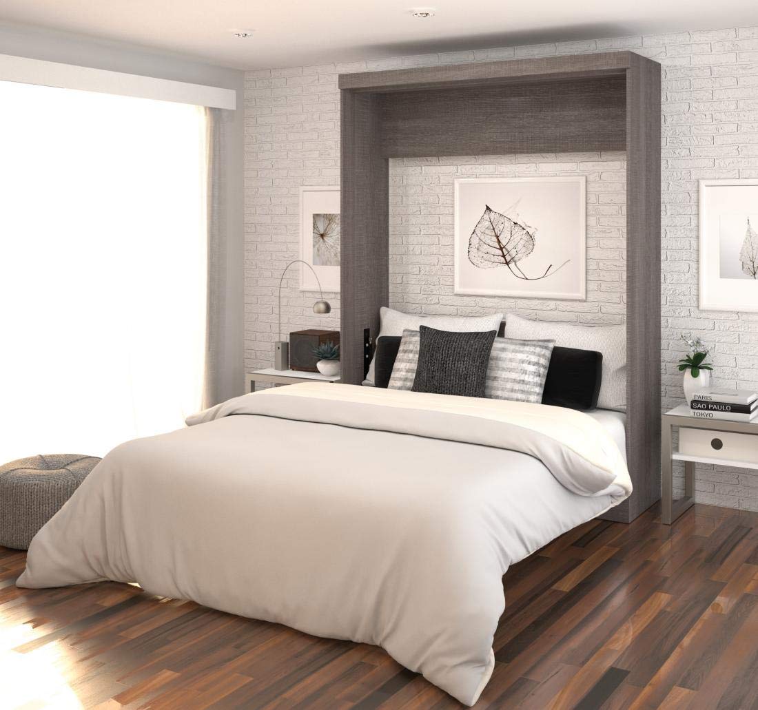 【Furniture】Nebula Queen Murphy Bed, 65-inch Space-Saving Wall Bed for Guest Room, Home Office, Home Gym