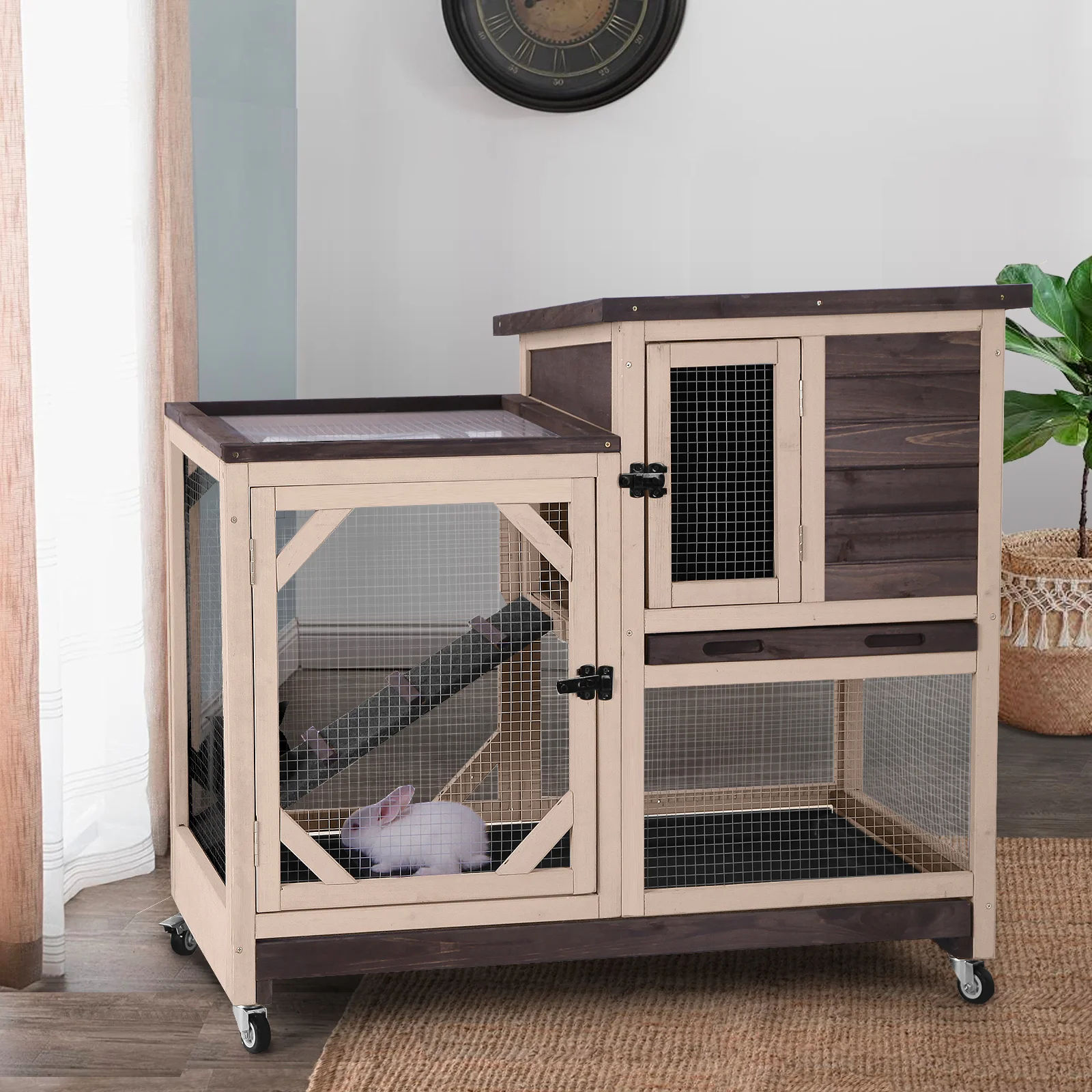 【Pet】Gossy Weather Resistant Rabbit Hutch with Ramp
