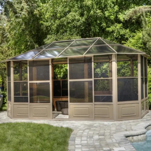 【Gazebo】Florence 18.5 Ft. W x 13.5 Ft. D Metal Patio Gazebo