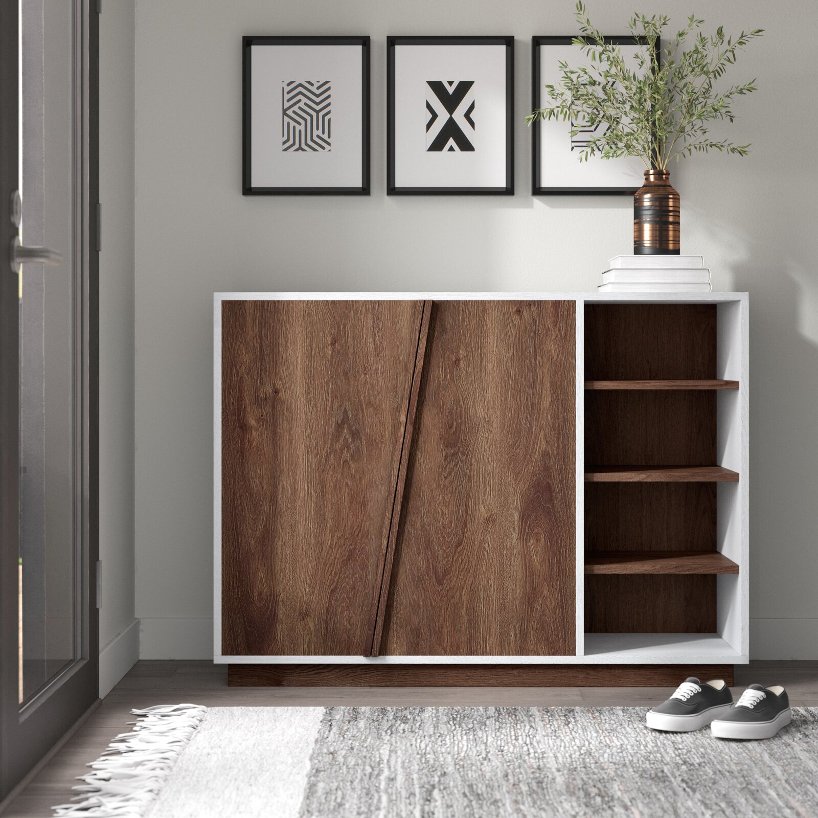 【Furniture】16 Pair Shoe Storage Cabinet