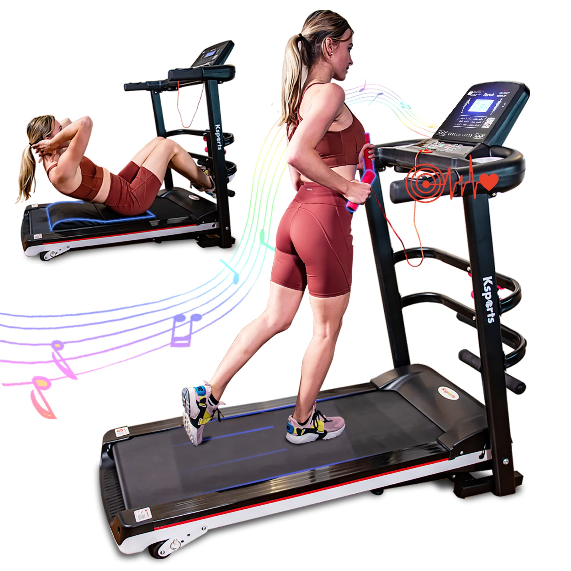 【Sports&Outdoors】Treadmill Bundle, Electric Folding Incline Treadmill with Auto/Manual Incline