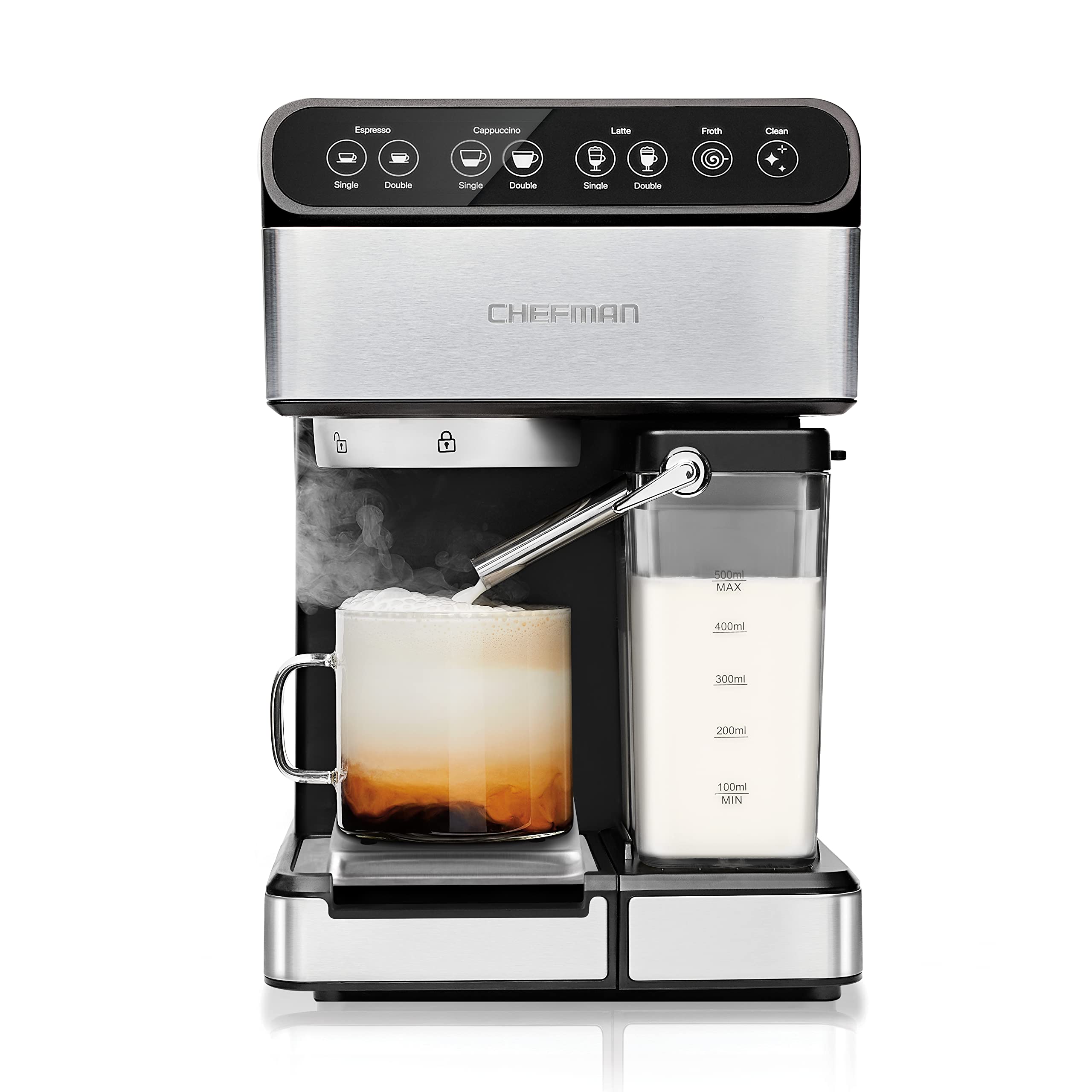 【Appliances】6-in-1 Espresso Machine, 15-Bar Pump, Built-In Milk Froth for Cappuccino & Latte Coffee