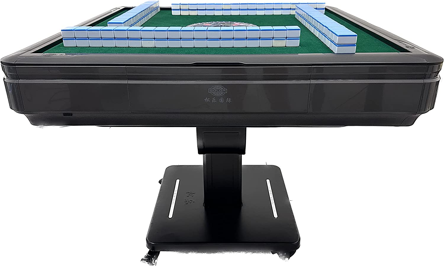 Gray Tornado Ultra Thin Folding Automatic Mahjong Mah jongg Table 36mm American Mahjong Numbered Tiles Foldable Style with 2 Sets Tiles + 4 Racks+ Hard Tabletop Cover.