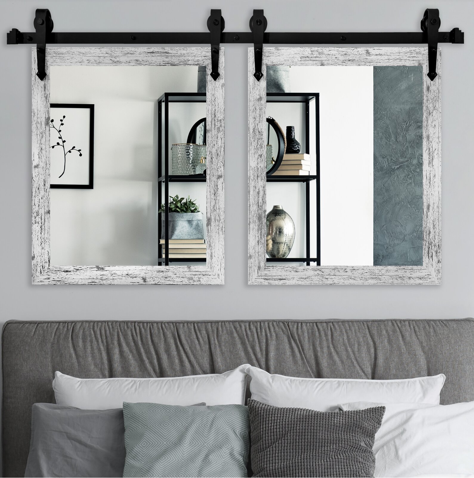 【Home Improvement】Herzberg Rectangle Wood Wall Mirror