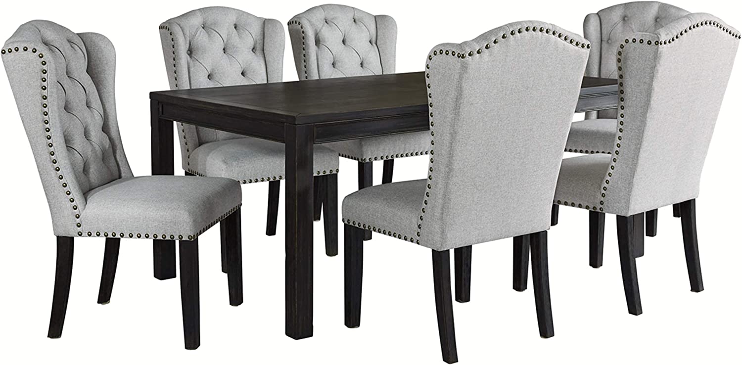 Signature Design by Ashley Jeanette Modern Rectangular Distressed Dining Table ONLY, Seats up to 6, Black
