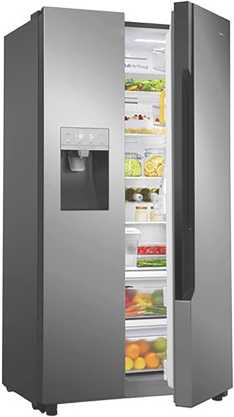 SMETA Side by Side Refrigerator 36 Inch French Door Full size 26.3 Cu.Ft Freestanding with Auto Ice Maker and Water Dispenser Large Capacity Refrigerator for Home, Kitchen, Stainless Steel