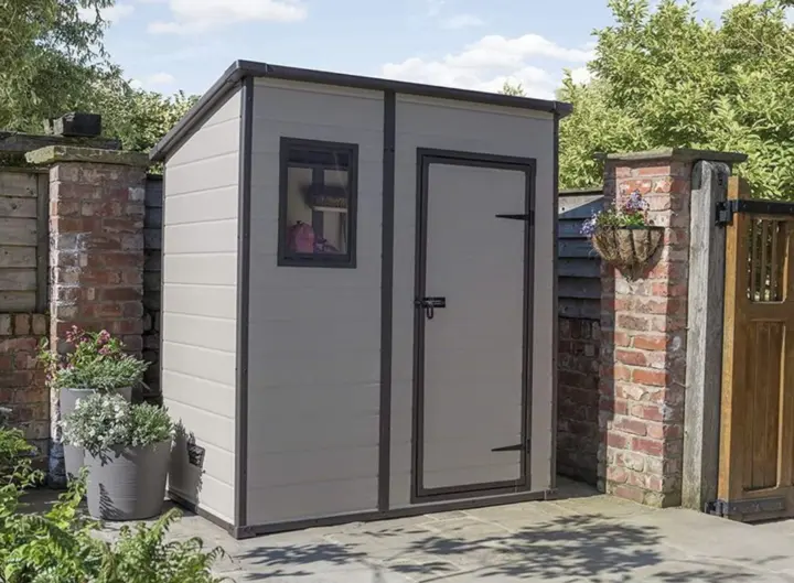 【Storage Shed】Keter Manor Pent Outdoor Garden Storage Shed, BeigeBrown, 6 x 4 ft