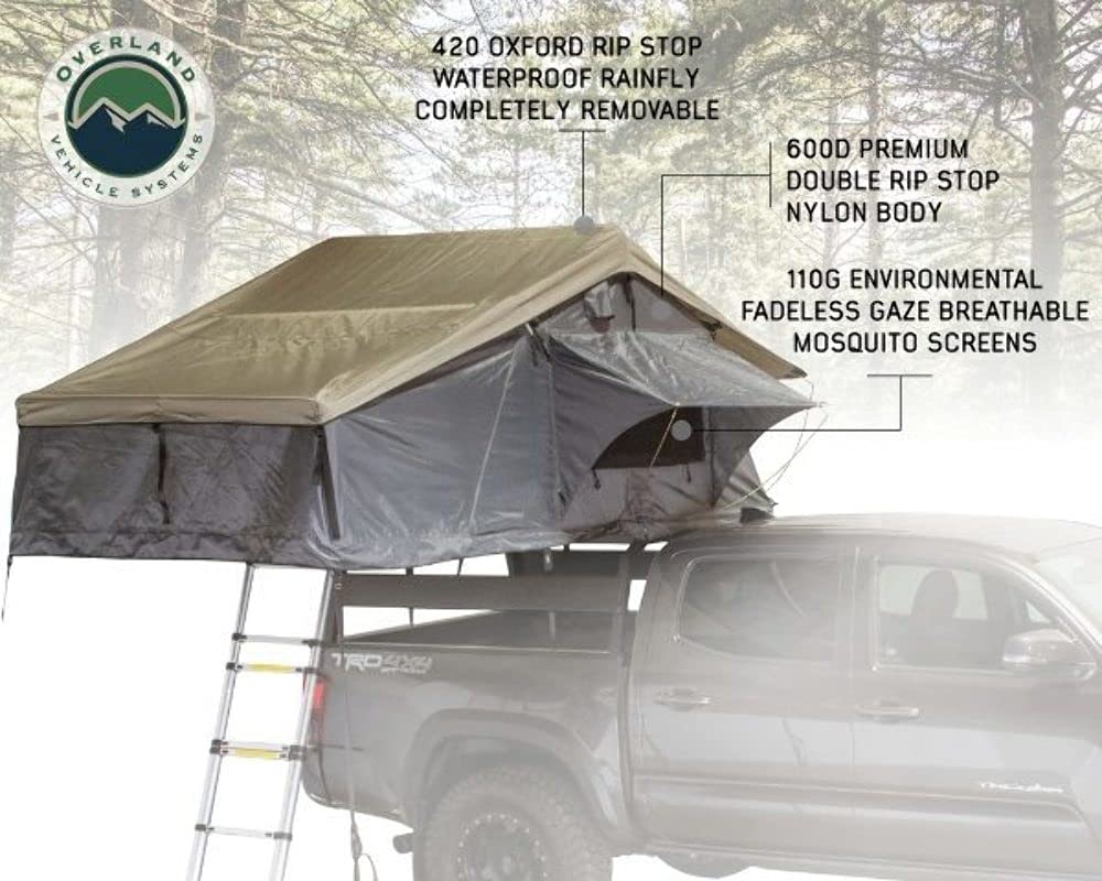 【Sports&Outdoors】Nomadic 2 Extended Roof Top Tent - Dark Gray Base with Green Rain Fly & Black Cover Universal